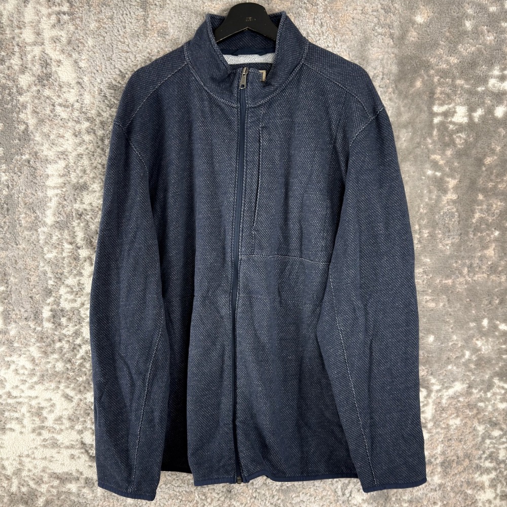 Duluth Trading Co Size 2XL Full Zip Mock Neck Sweater Fleece Jacket Blue Men